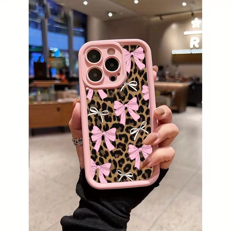 Phone Cases Iphone 16 - Leopard Print Bow Phone Case For