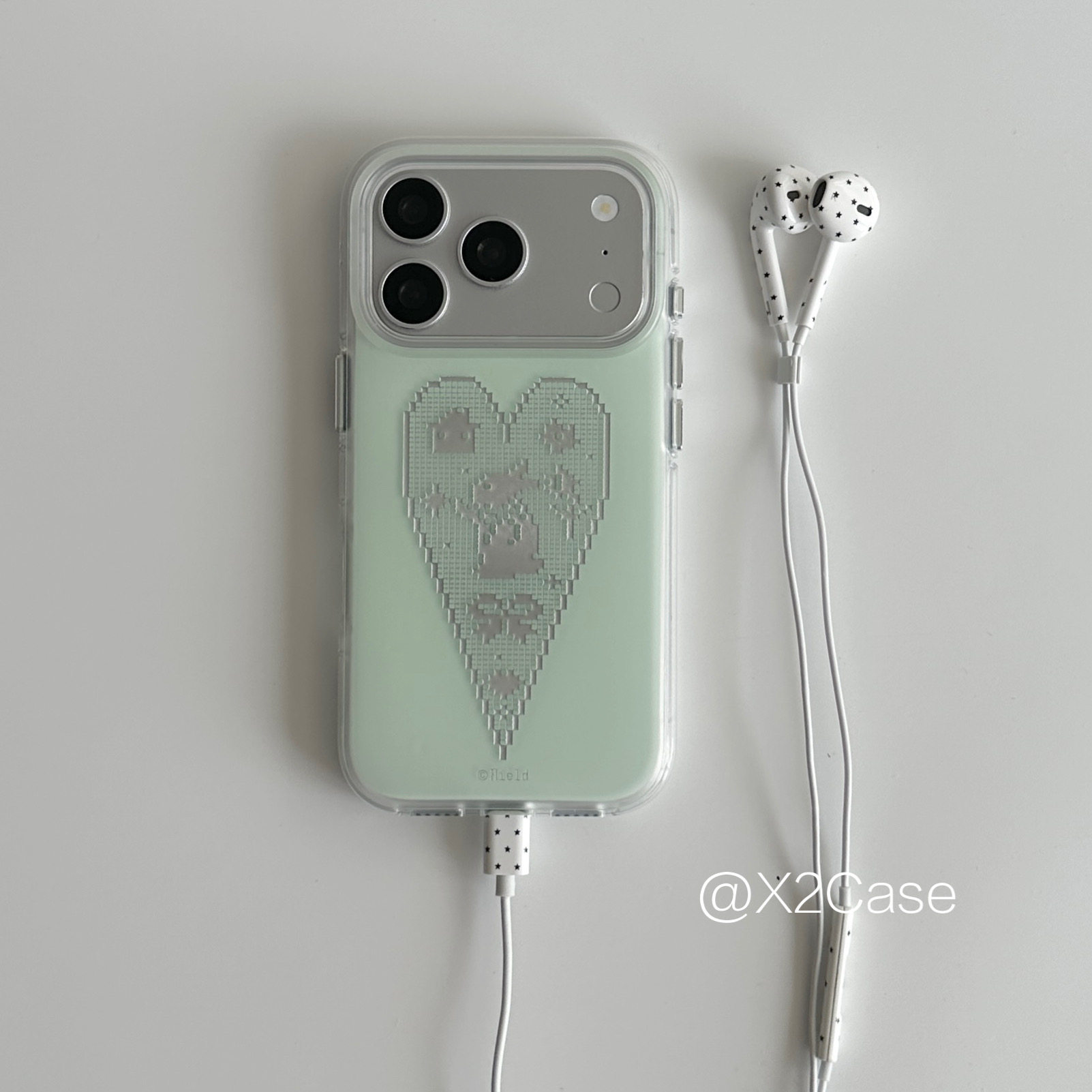 Phone Cases Y2K - Korean Ins niche green love pixel