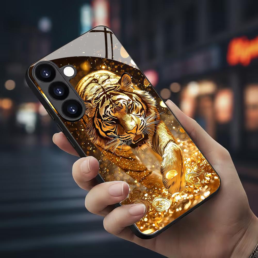 Phone Cases For Samsung S22 - Tiger pattern glass Phone Case For