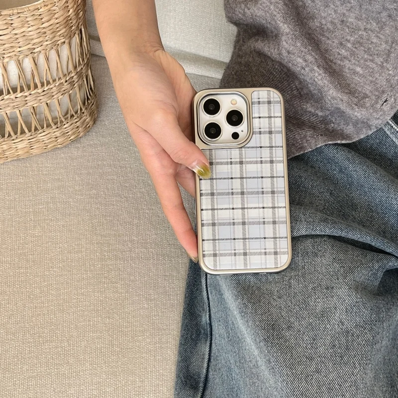 Korean Ins Epoxy Blue Plaid Pa - Phone Cases Y2K review and price