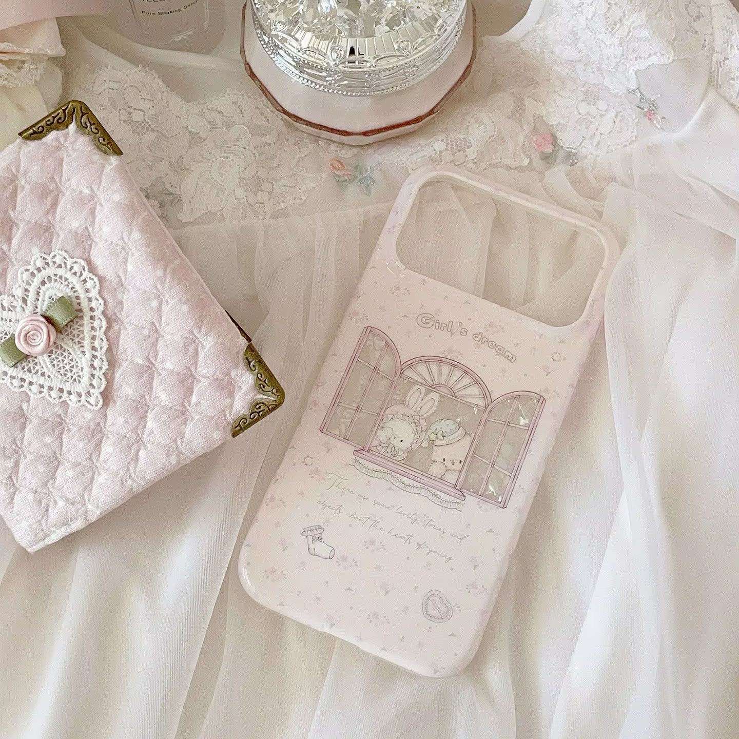 Kawaii Bunny Bear Floral Pink  - Phone Cases Y2K review and price