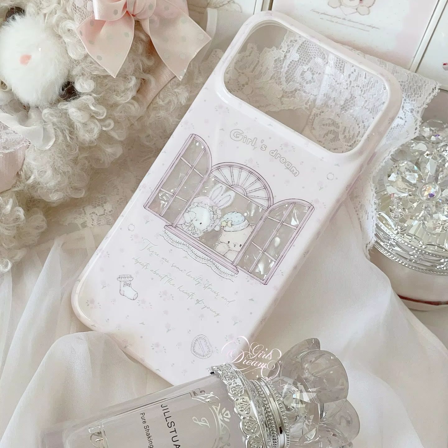 Kawaii Bunny Bear Floral Pink  - Phone Cases Y2K review and price