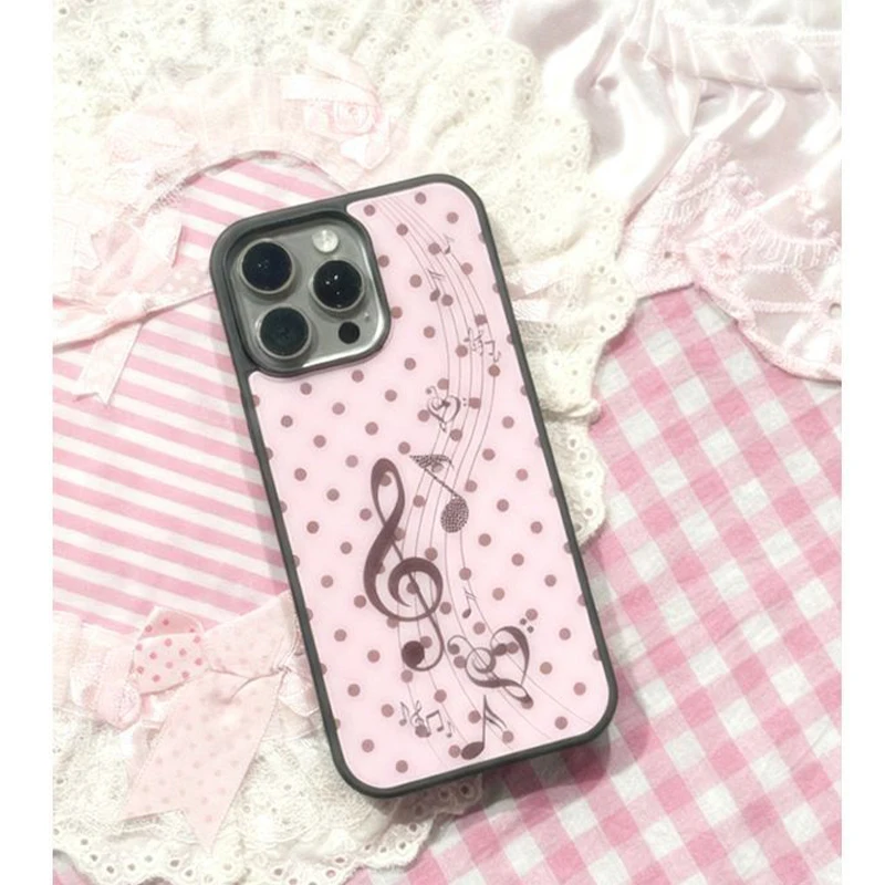 Korean ins Pink Brown Polka Do - Phone Cases Y2K review and price