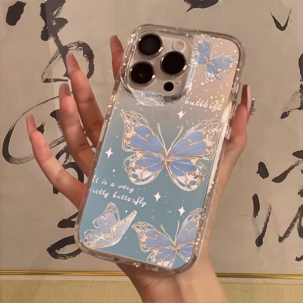 Luxury Blue Butterfly Clear Gl - Phone Cases Expensive review and price
