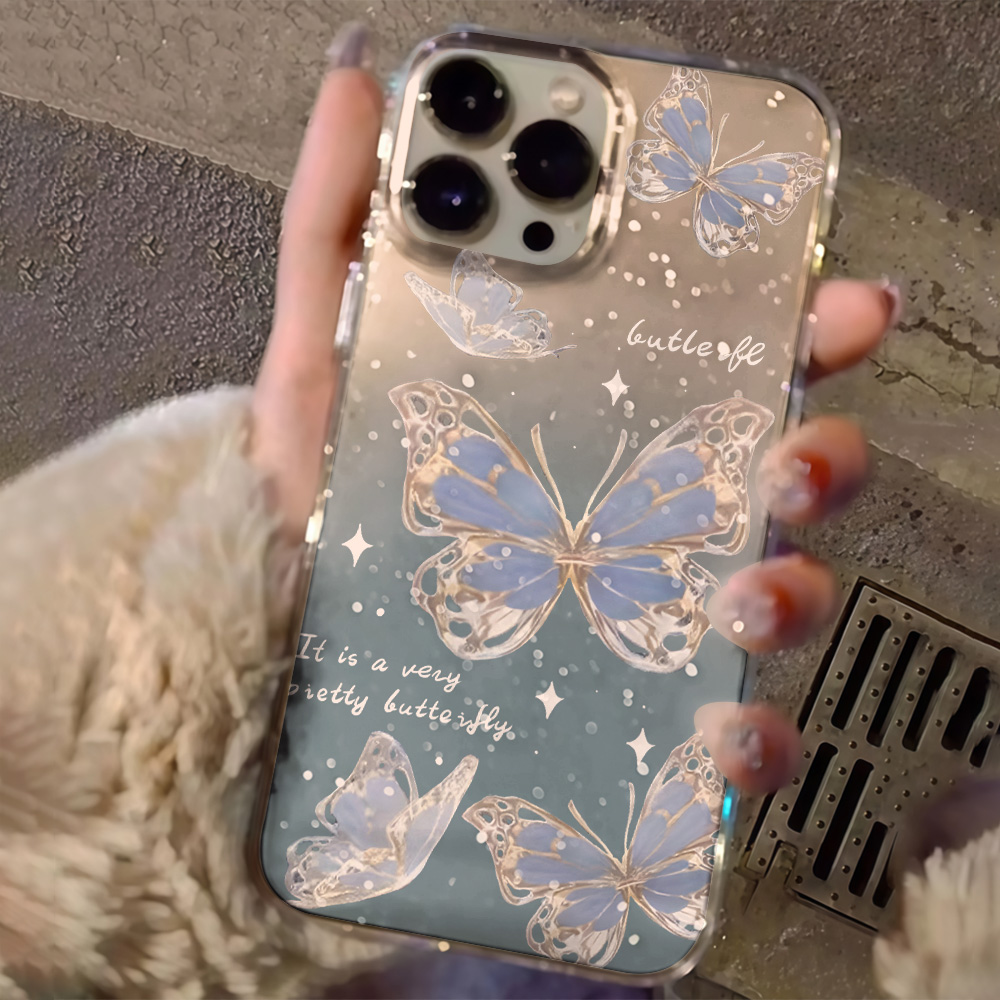 Luxury Blue Butterfly Clear Gl - Phone Cases Expensive review and price