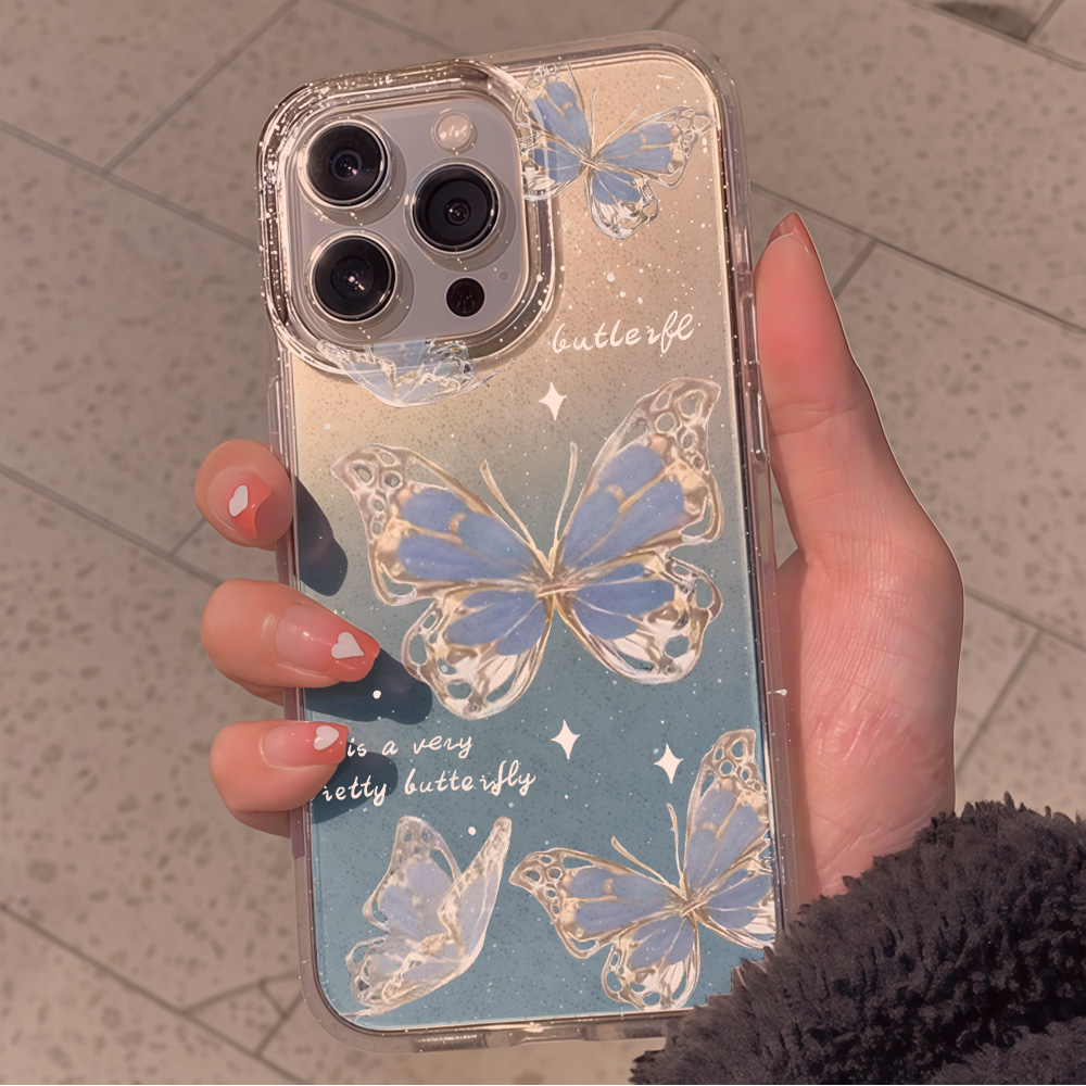 Luxury Blue Butterfly Clear Gl - Phone Cases Expensive review and price