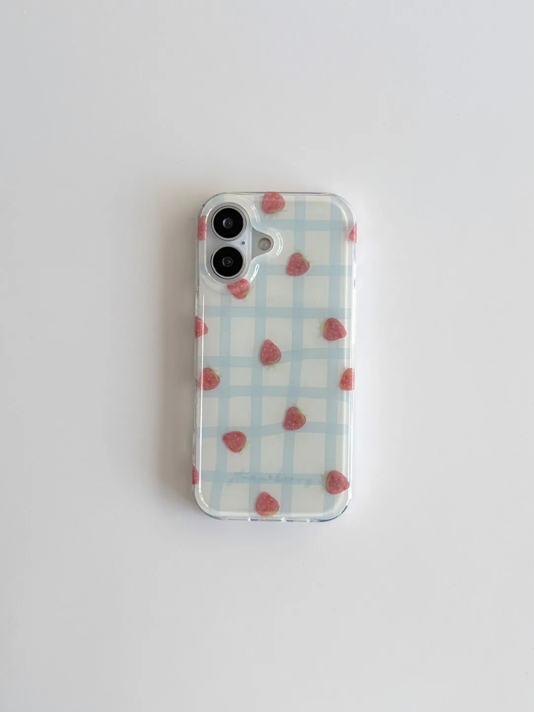 Fresh Blue Grid Pattern Strawb - Phone Cases Expensive review and price