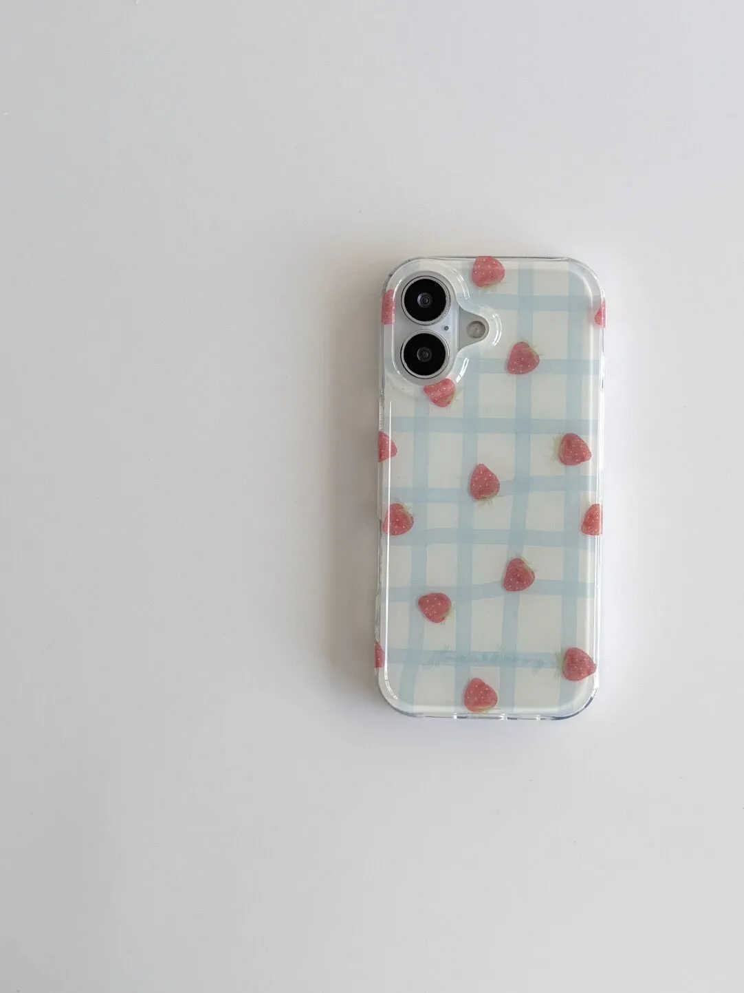 Fresh Blue Grid Pattern Strawb - Phone Cases Expensive review and price