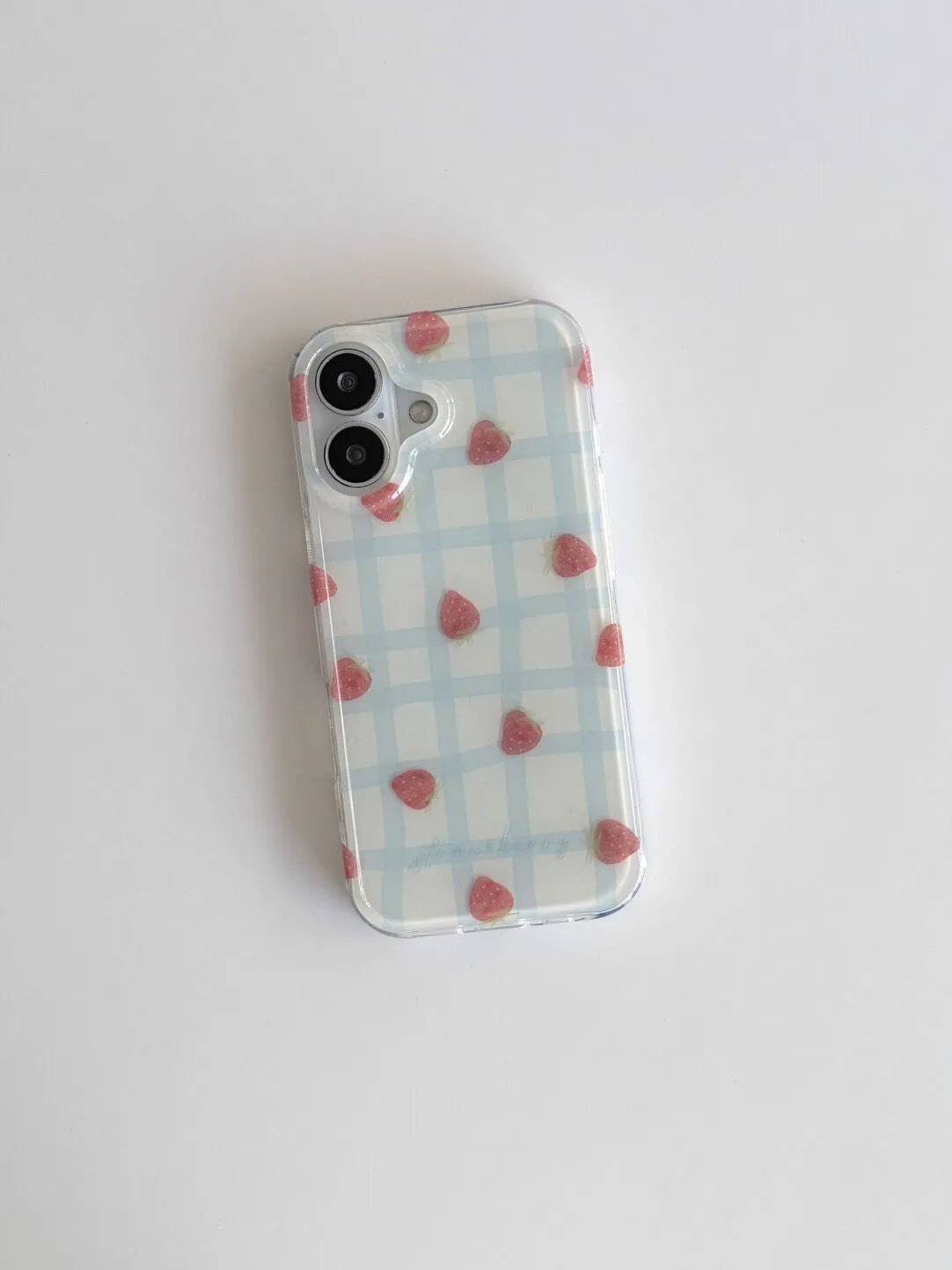 Fresh Blue Grid Pattern Strawb - Phone Cases Expensive review and price