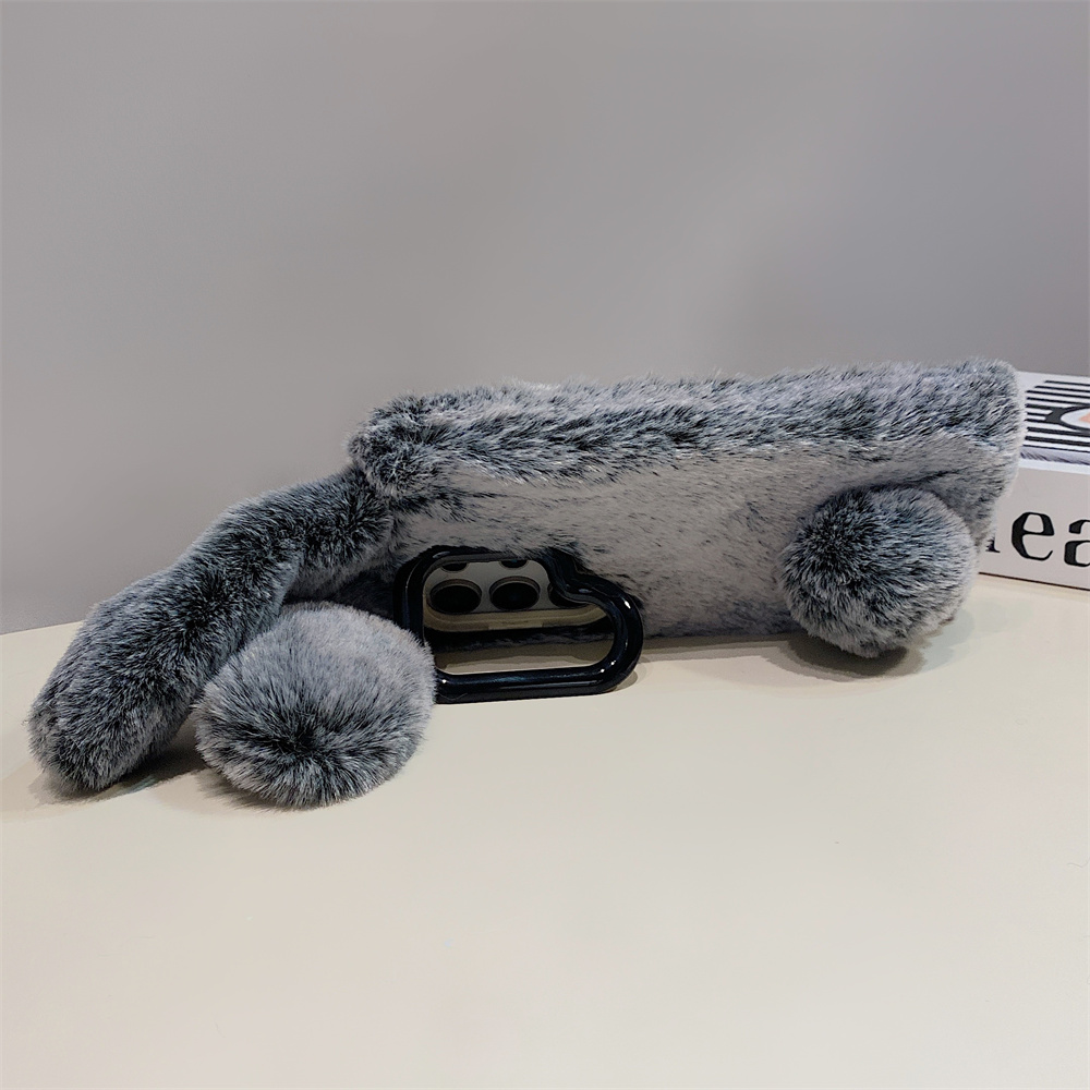 Cute Rabbit Ears Fluffy Stand  - Phone Cases Samsung S25 review and price