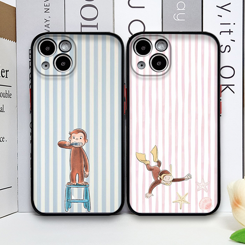 Cartoon Striped Monkey Holding - Phone Cases Y2K review and price